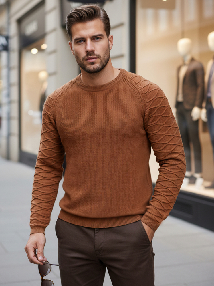 Pánský svetr v barvě camel WX2289 XL