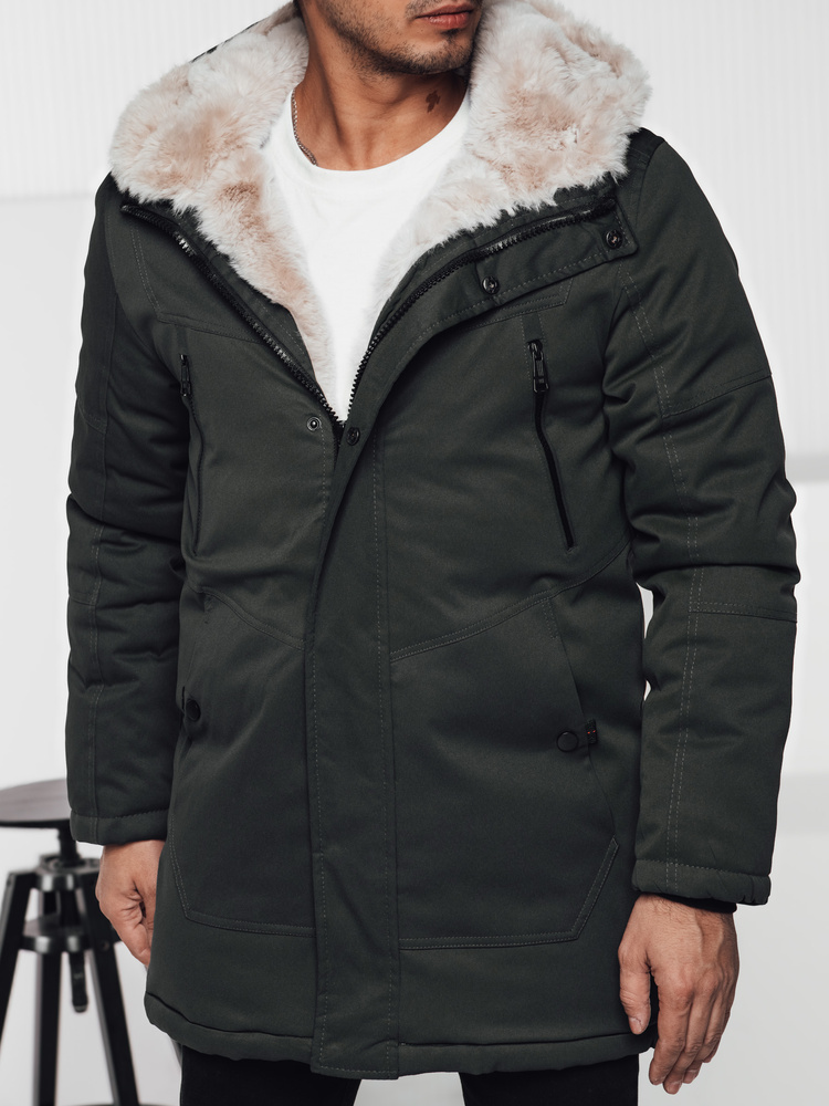 Zimní pánská parka s kapucí zelená Dstreet TX4966 XL / 52
