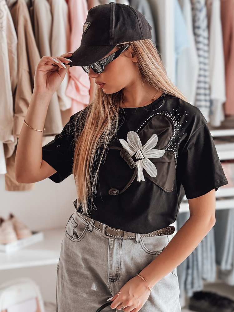 Dámské tričko 3D PETALOVE Dstreet RY2717 Barva: Černá, Velikost: XL/XXL