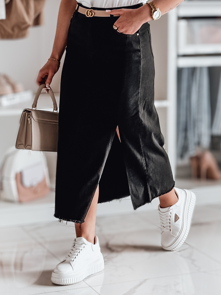 Dámská džínová sukně midi s rozparkem MIDILEXU Dstreet CY0488 Barva: Modrá - světle, Velikost: XS