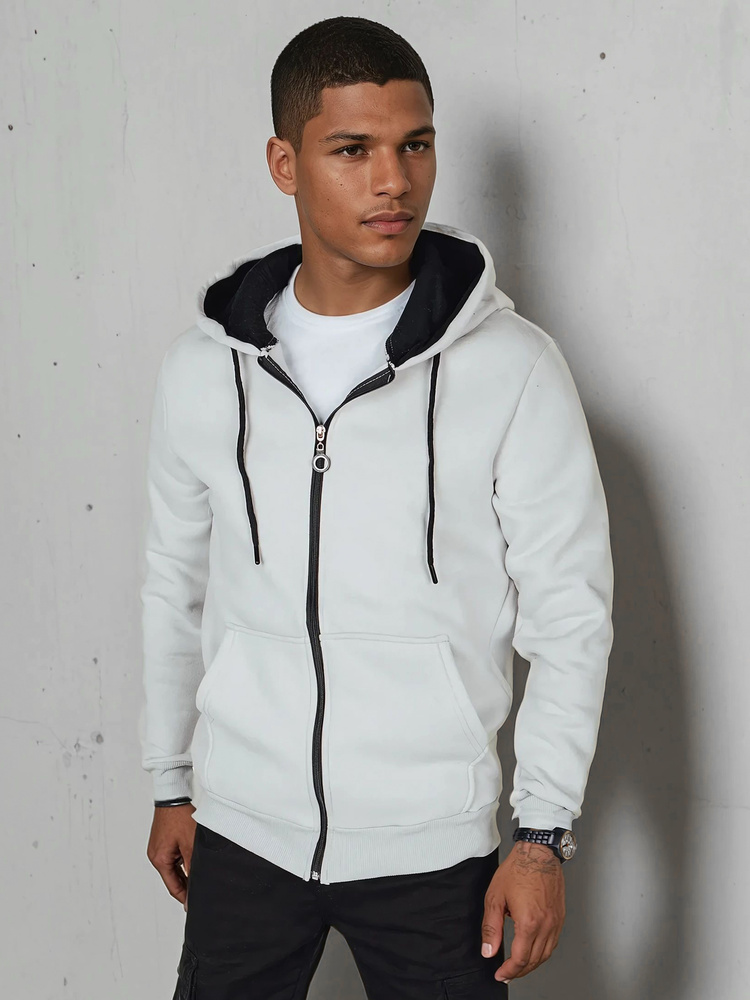 Pánská mikina s kapucí Dstreet BX5864 Barva: Šedá - světle, Velikost: XL