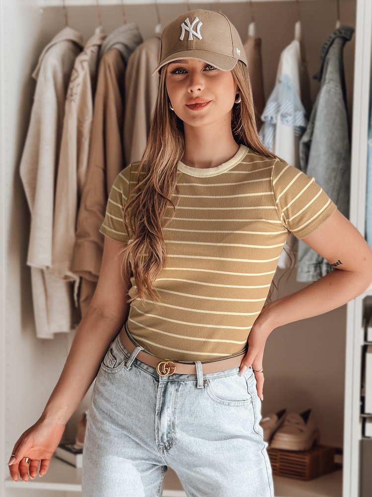 Dámské tričko LINESS Dstreet RY2809 Barva: Hnědá, Velikost: S/M