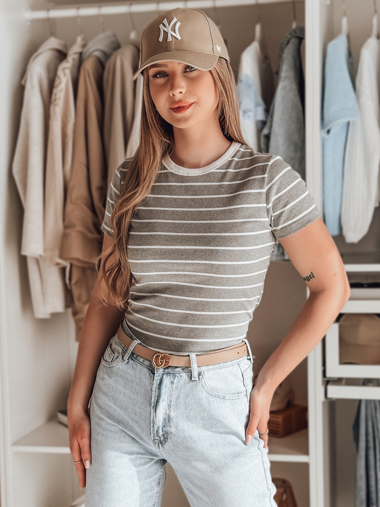 Dámské tričko LINESS Dstreet RY2809 Barva: Šedá - světle, Velikost: L/XL