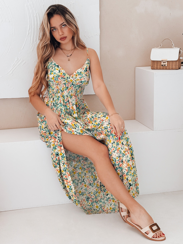 Dámské šaty maxi FLORALUSH Dstreet EY2630 Barva: Vícebarevná, Velikost: XL/XXL
