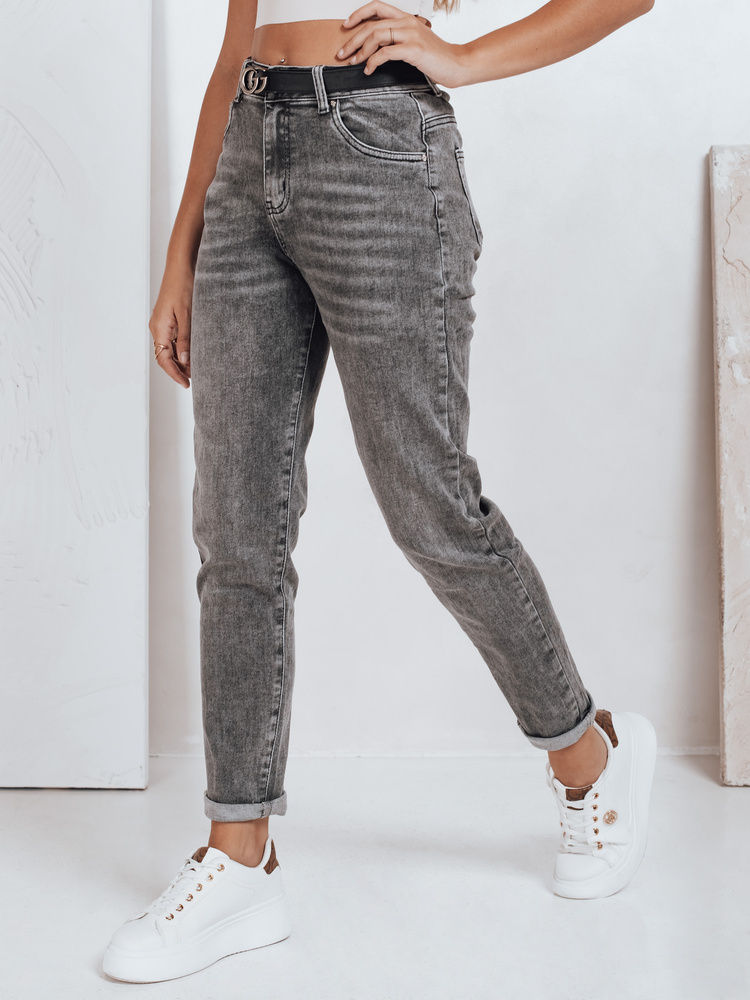 Dámské džíny mom fit szare Dstreet UY2751 Barva: Šedá - tmavě, Velikost: 38
