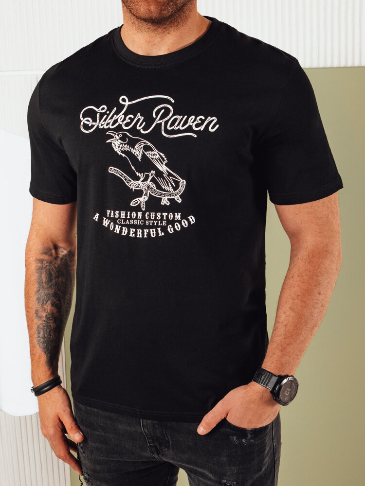 Pánské tričko s potiskem černé Dstreet RX5363 M