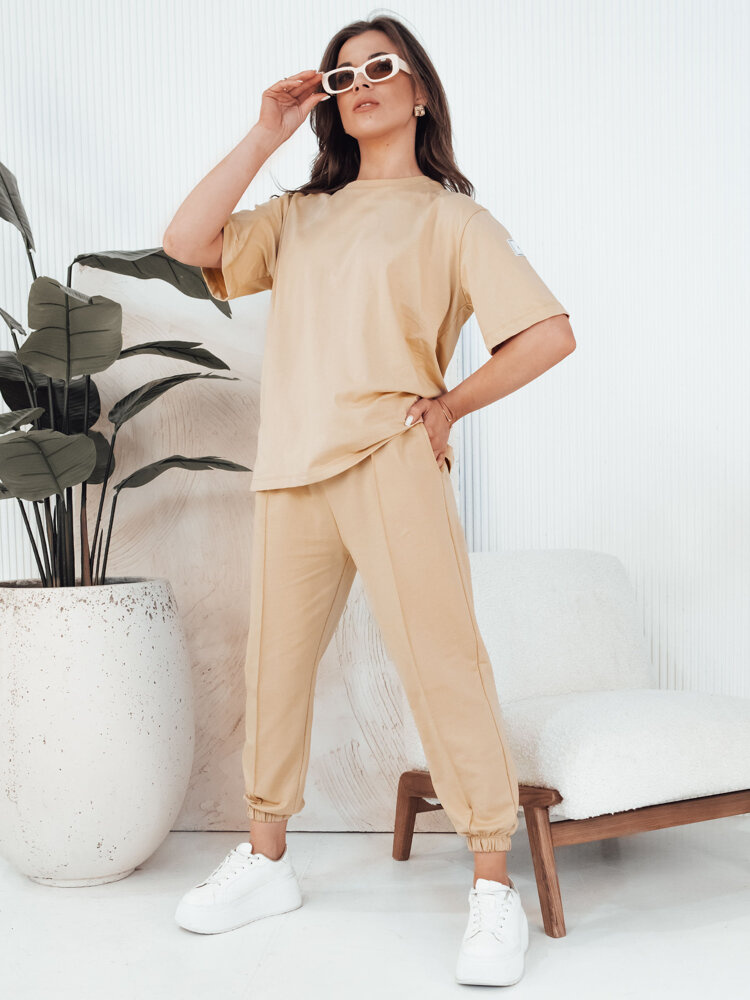 RIZNA dámská tepláková souprava béžová Dstreet AY1035 M