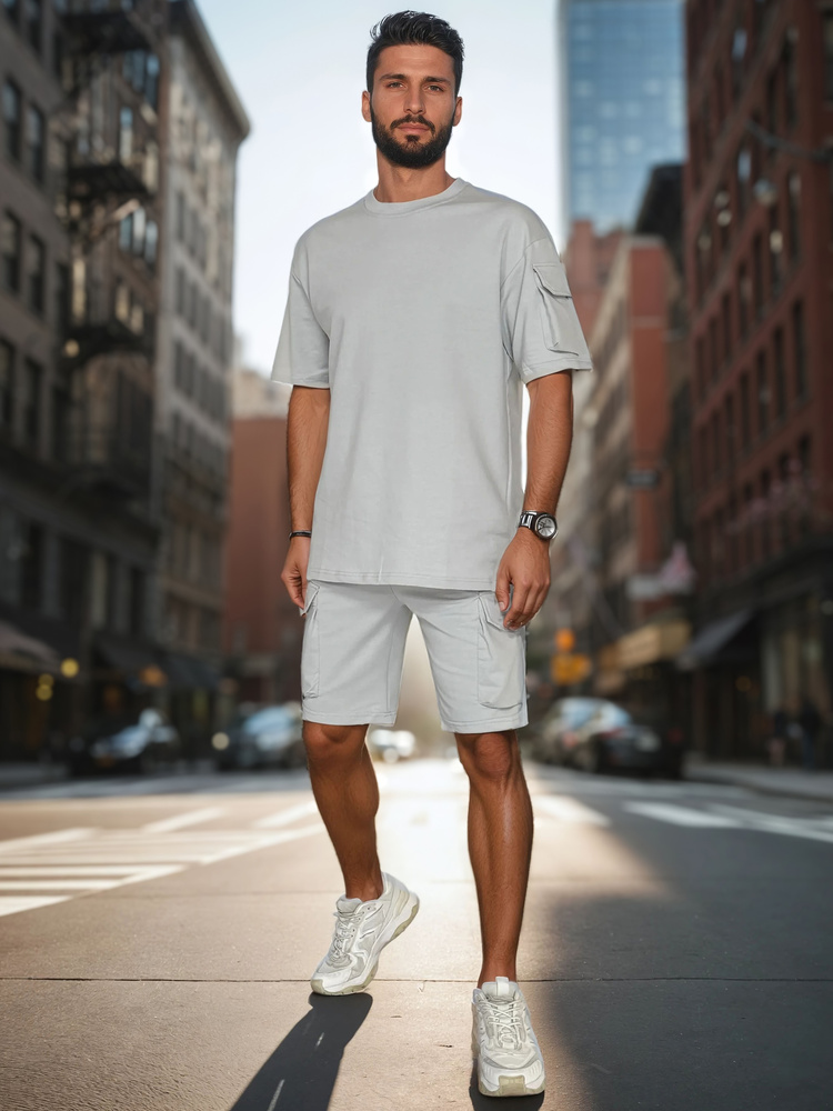 Pánský komplet Basic Dstreet AX0797 Barva: Šedá - světle, Velikost: XL