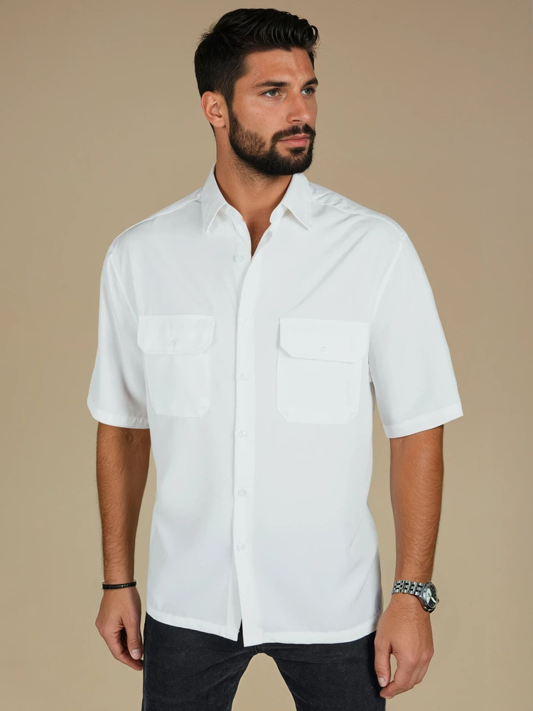 Pánská košile s krátkým rukávem Dstreet KX1080 Barva: Bílá, Velikost: XXL