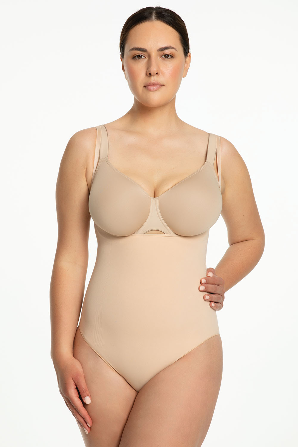 Body Julimex 419 Seamless Body Open Bust Barva: Béžová, Velikost: XL