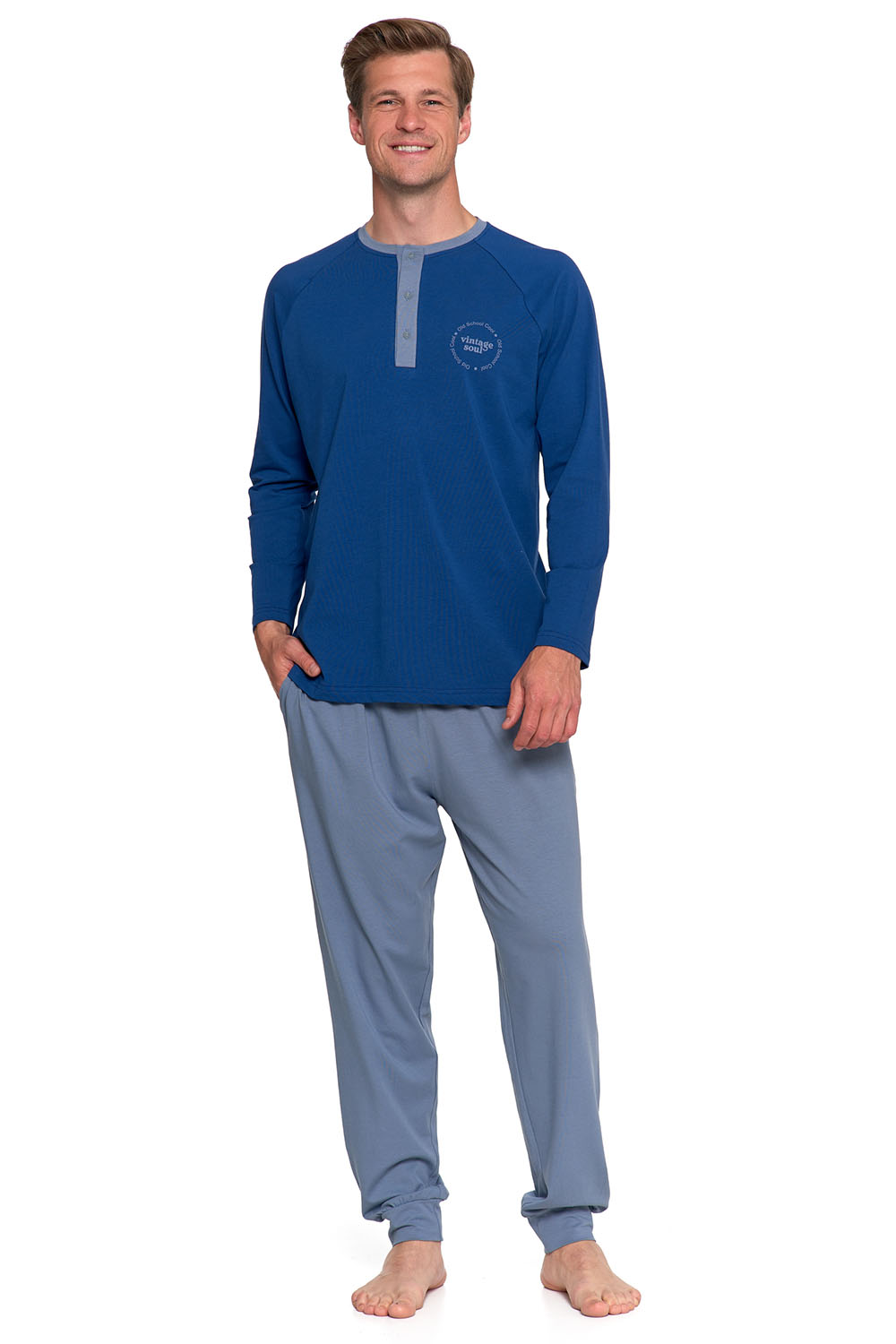 Pánské pyžamo Moraj PDM5600-003 Barva: Modrá - tmavě, Velikost: 4XL