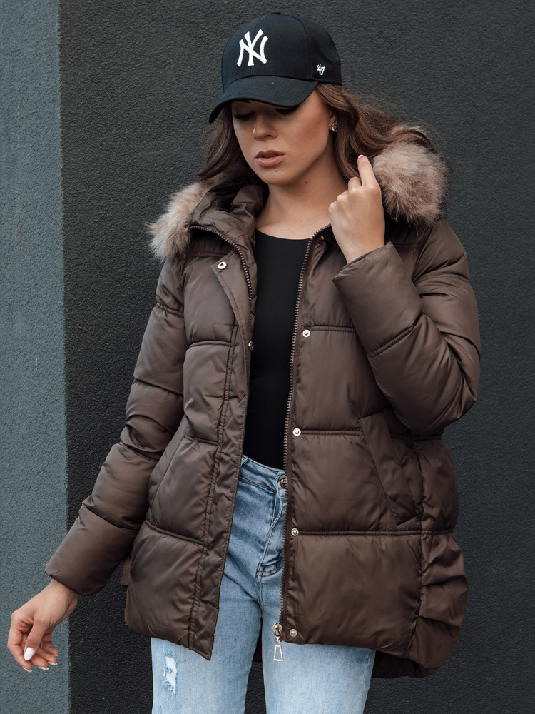 Dámská zimní bunda s kapucí STELLAR coffee Dstreet TY4493 Velikost: XL