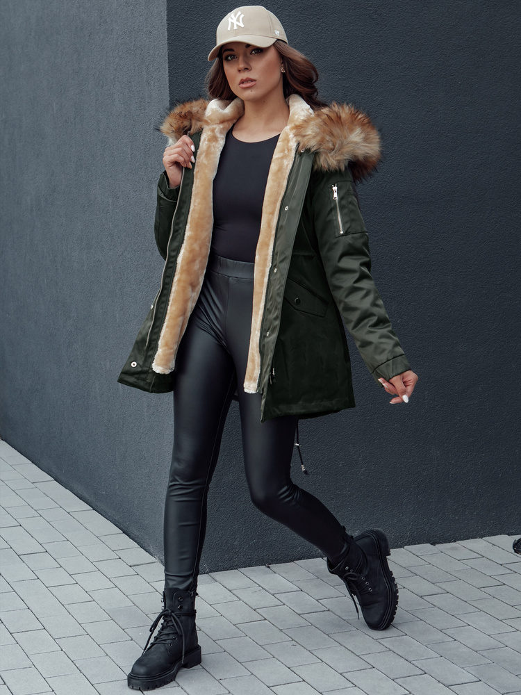 Dámská zimní bunda parka s kapucí AVENA II zelená Dstreet TY4512 Velikost: XL