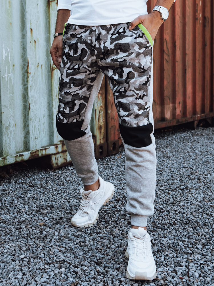 Pánské teplákové kalhoty camo šedé Dstreet UX4428 M