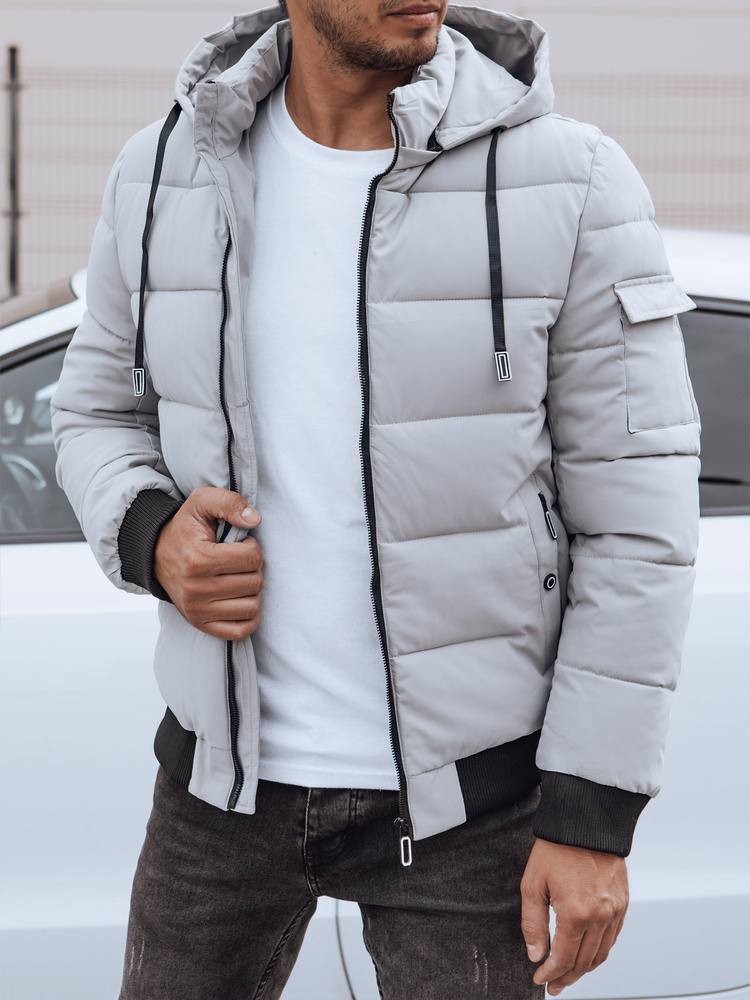 Pánská zimní bunda s kapucí Dstreet TX4838 Barva: Šedá - tmavě, Velikost: 3XL/56