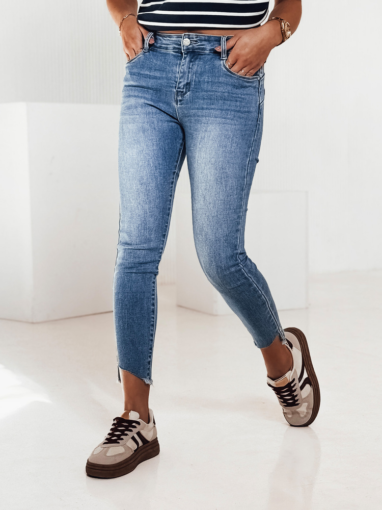 Dámské džíny SKYLIGHT s roztrhaným vzorem, modré, Dstreet UY2205 Barva: Modrá - světle, Velikost: L