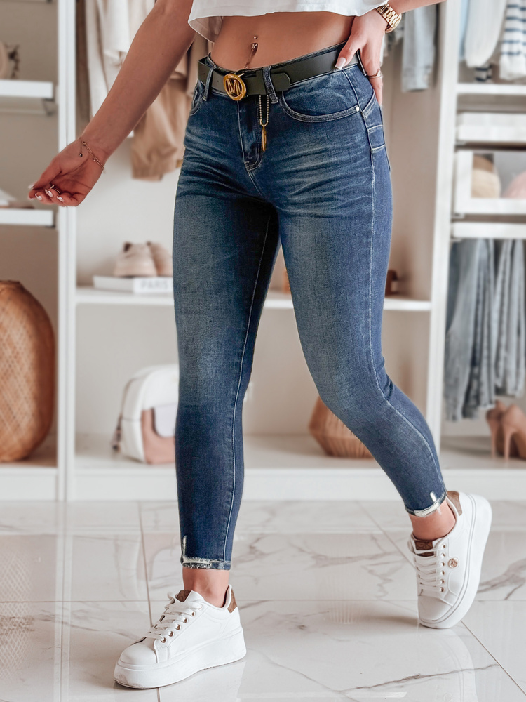 Dámské džíny skinny s páskem SKINNYJUP Dstreet UY2223 Barva: Modrá - světle, Velikost: 26