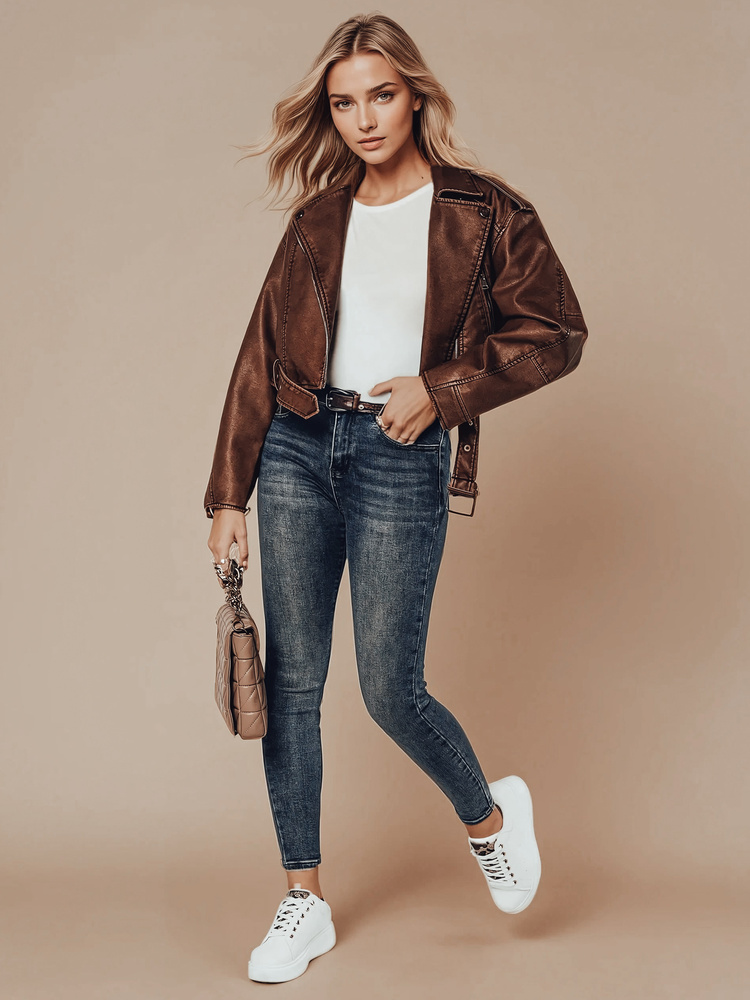 Dámské úzké džíny SKINNYJEAN s páskem, tmavě modré, Dstreet UY2328 Barva: Modrá - světle, Velikost: 30