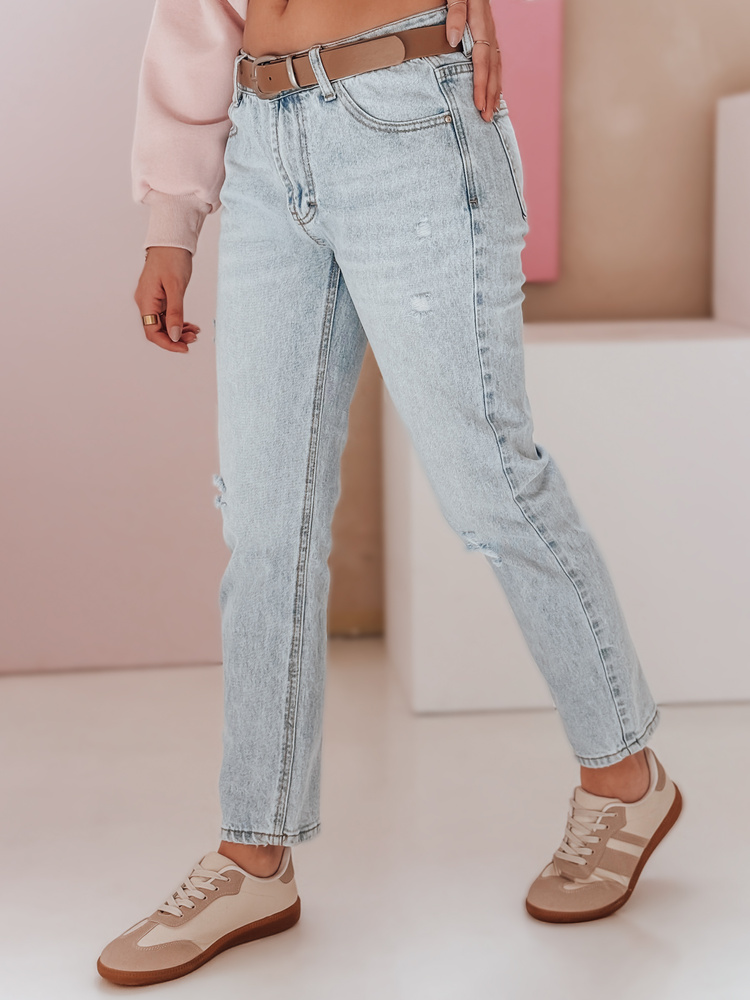 Dámské džíny slim fit s páskem SLIMLEN Dstreet UY2349 Barva: Modrá - světle, Velikost: L