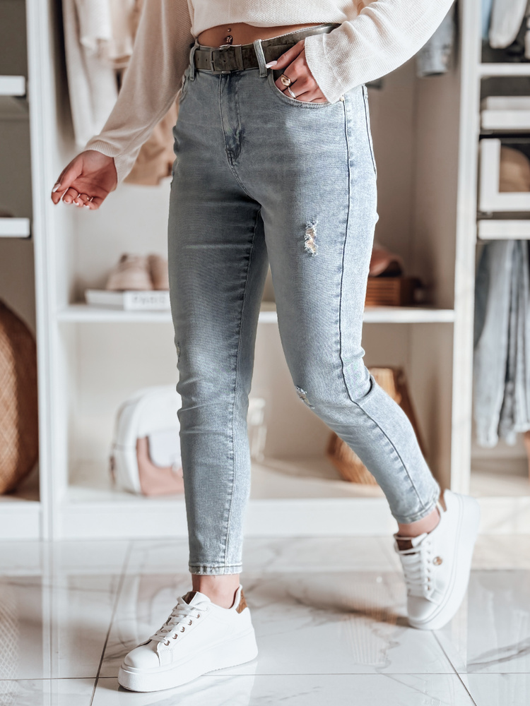 Dámské džíny slim fit s páskem MIXFELL Dstreet UY2418 Barva: Modrá - světle, Velikost: M