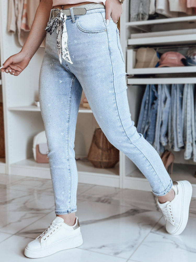 Dámské džíny slim fit s páskem SPARKYS Dstreet UY2425 Barva: Modrá - světle, Velikost: S