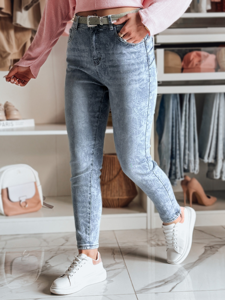 Dámské džíny slim fit s páskem BOTANIDA Dstreet UY2448 Barva: Modrá - světle, Velikost: XL