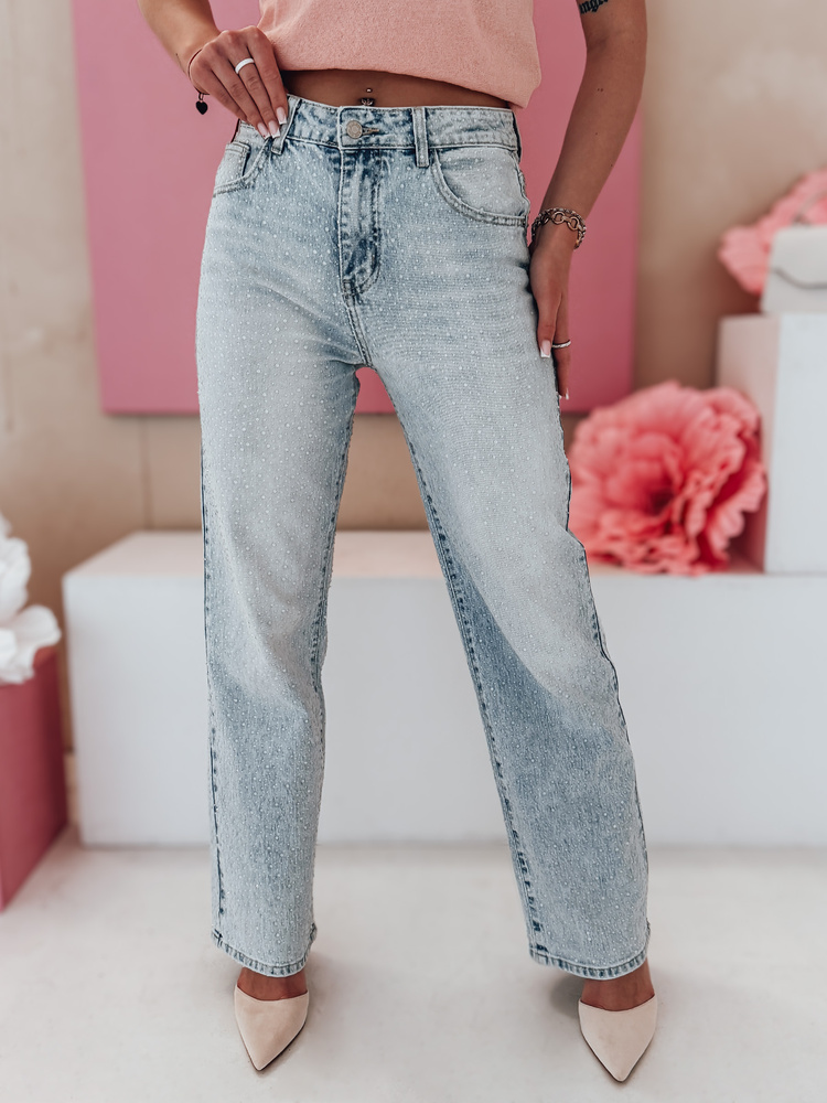 Dámské džíny široké wide leg jeansowe DIAMONTI Dstreet UY2475 Barva: Modrá - světle, Velikost: L