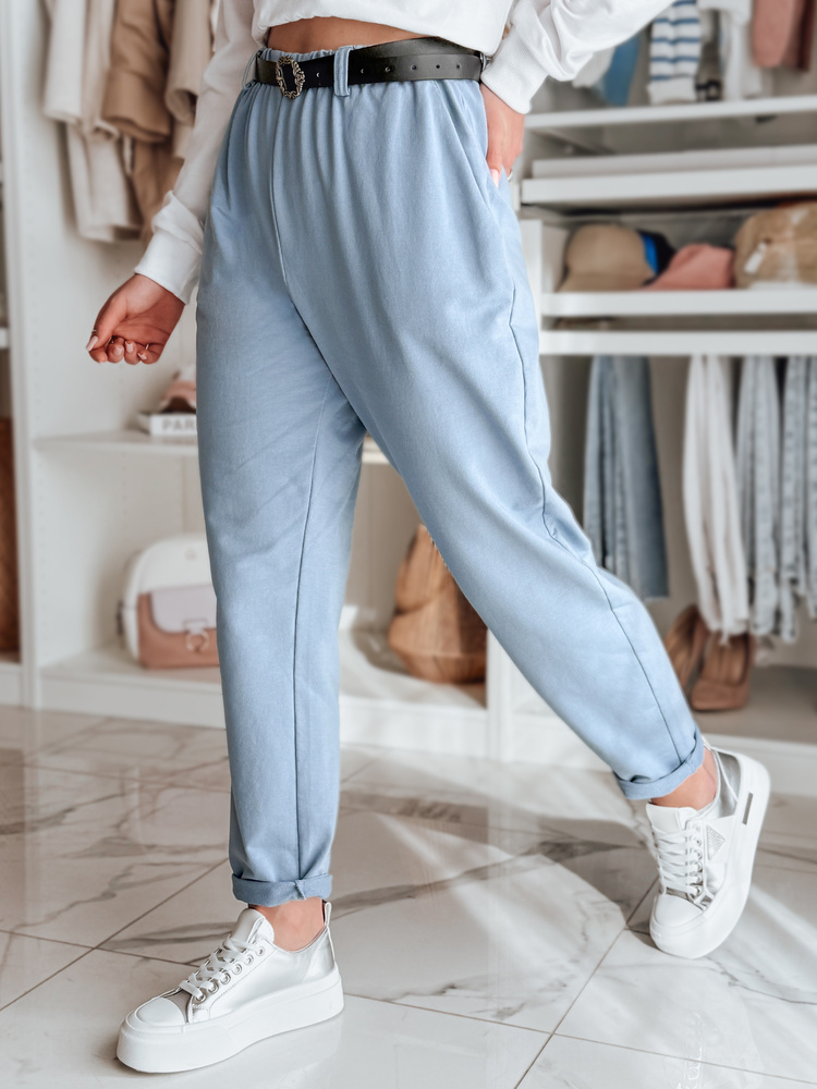 Dámské kalhoty s páskem TAILANDI latte Dstreet UY2549 Barva: Modrá - světle, Velikost: M