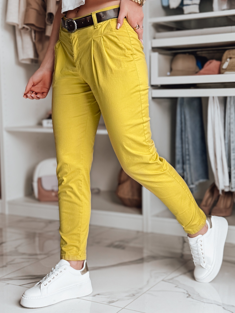 Dámské kalhoty s páskem MODELA Dstreet UY2563 Barva: Žlutá, Velikost: M