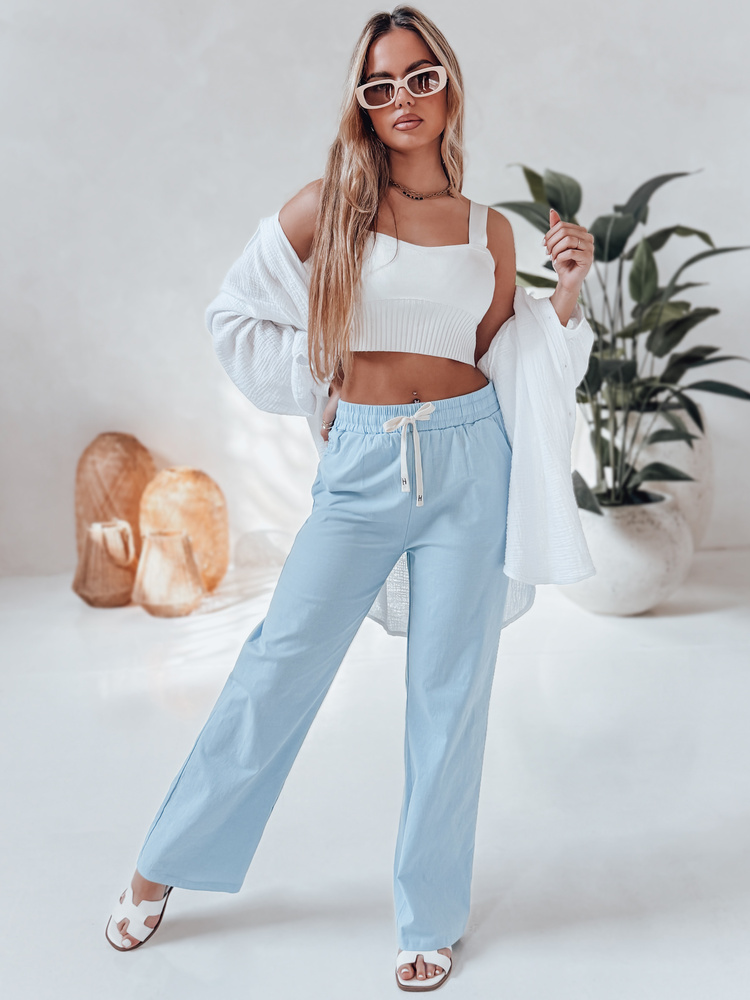 Dámské kalhoty casualowe wide leg BOHO DAY Dstreet UY2647 Barva: Modrá - světle, Velikost: XXL
