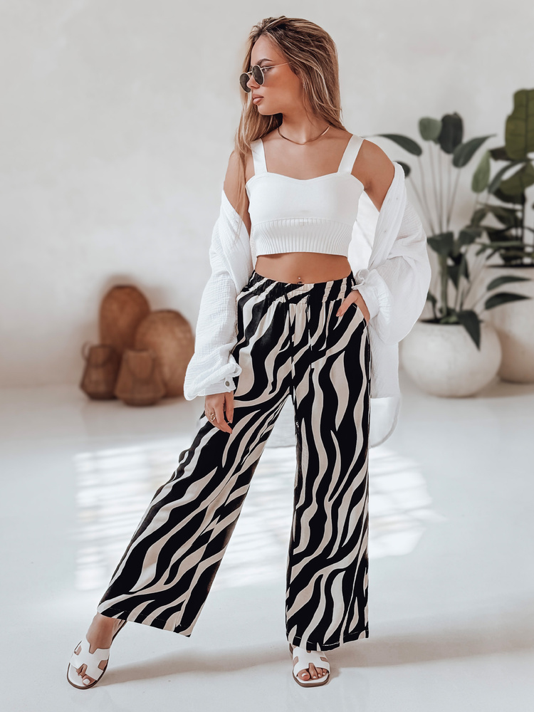 Dámské široké kalhoty wide leg ZEBRAVIBE Dstreet UY2653 Barva: Vícebarevná, Velikost: M