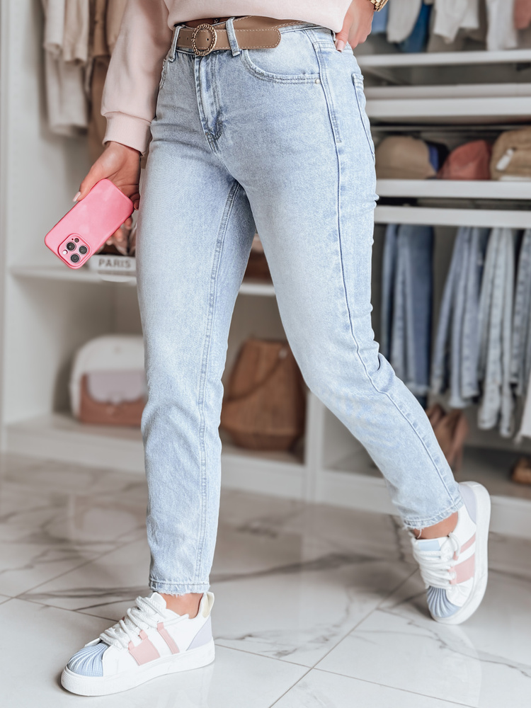 Dámské džíny slim fit s páskem NEOPASS Dstreet UY2680 Barva: Modrá - světle, Velikost: S