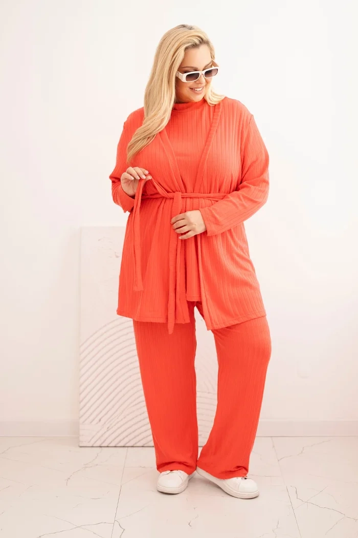 Kesi Dámský komplet Plus Size 3-dílný tmavě zelený Barva: Červená, Velikost: UNI