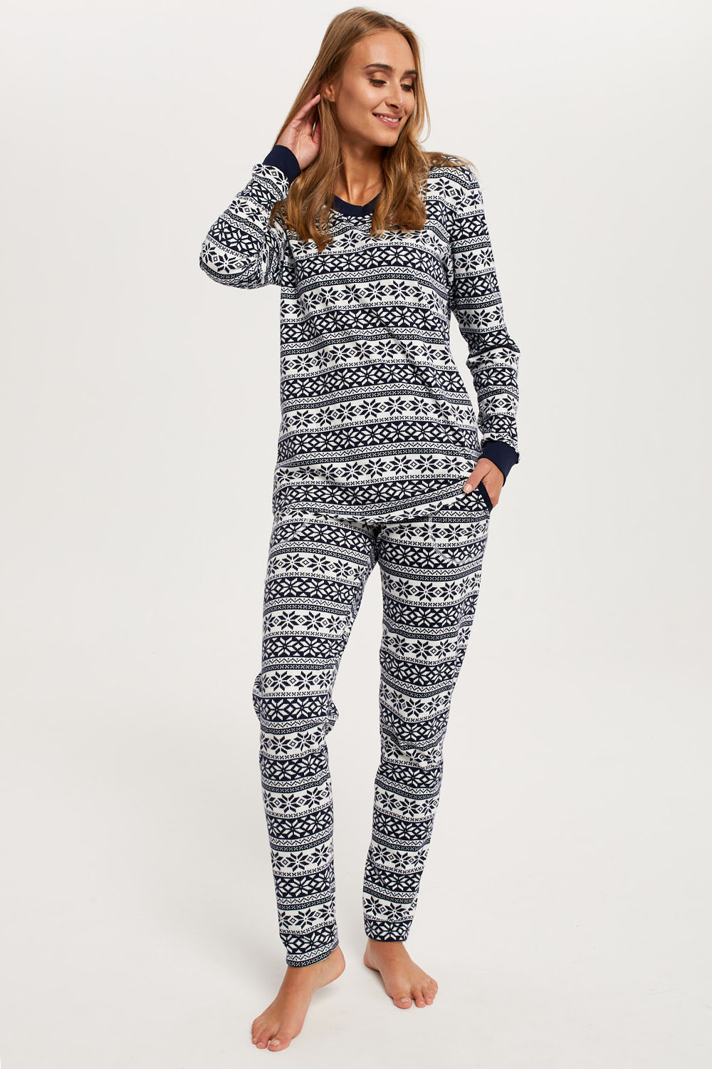 Dámské pyžamo Italian Fashion Alaska dł.r. dł.sp. Barva: Modrá - tmavě, Velikost: 2XL