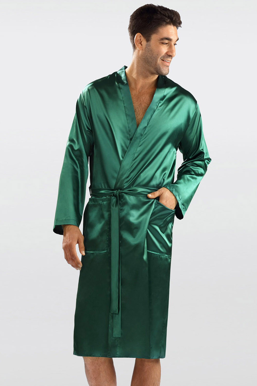 Pánský saténový župan Dkaren Christian Barva: Zelená, Velikost: 2XL