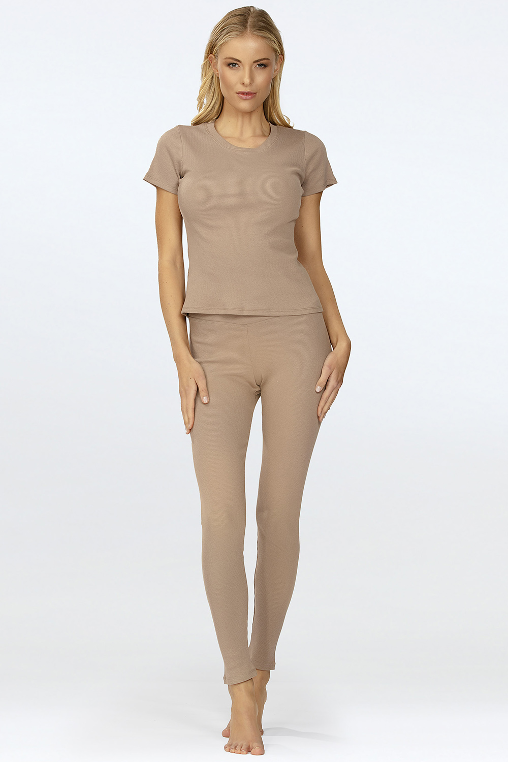 Souprava tričko a legíny Dkaren Halima-Kpl Barva: Hnědá, Velikost: XS