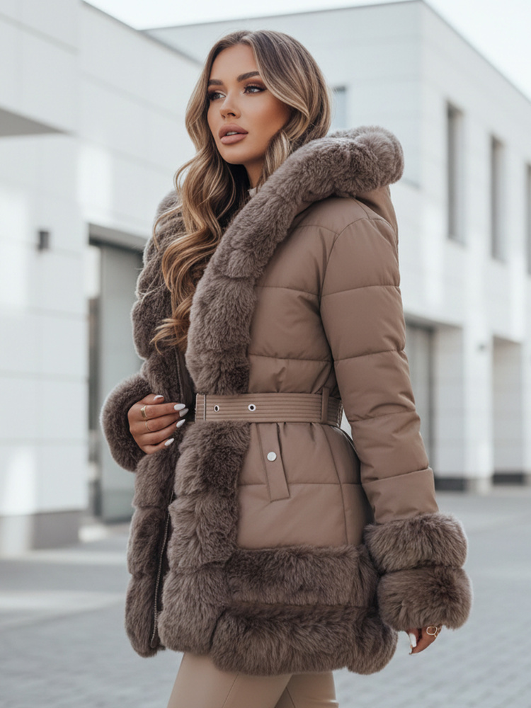 Dámská zimní bunda CITYGLANCE  Dstreet TY5045 s kapucí Barva: Zelená, Velikost: XXL