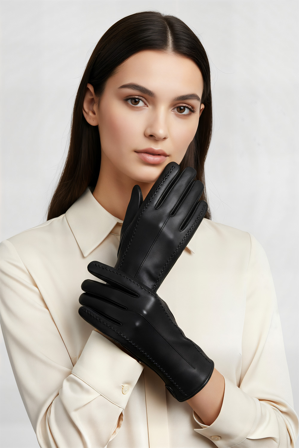 Dámské kožené rukavice Vivisence 7209 Barva: Černá, Velikost: L