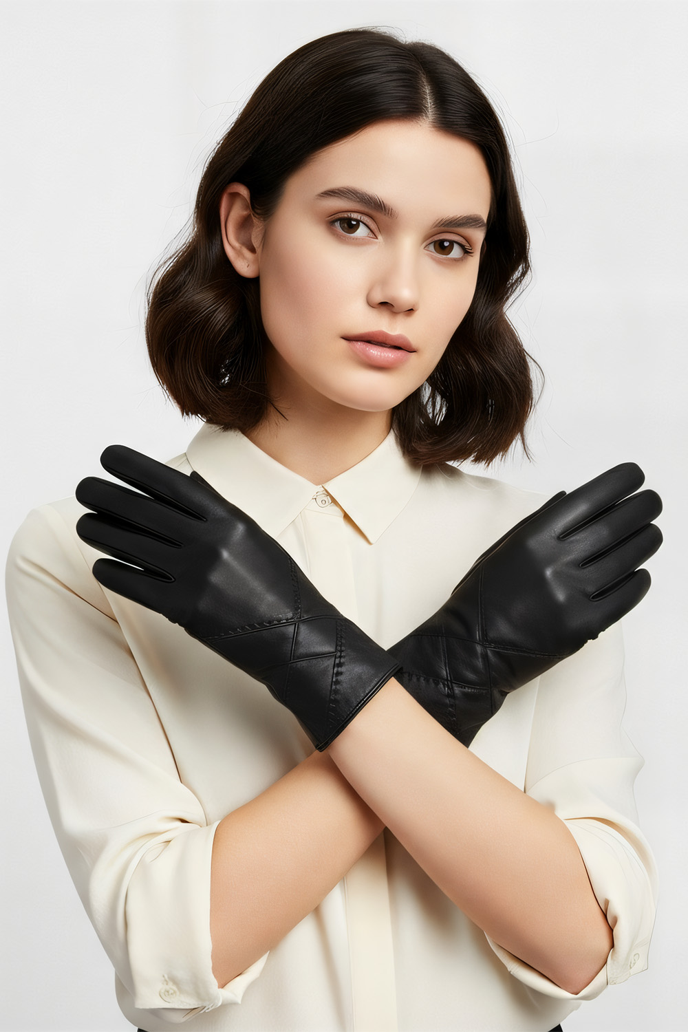 Dámské kožené rukavice Vivisence 7210 Barva: Černá, Velikost: L