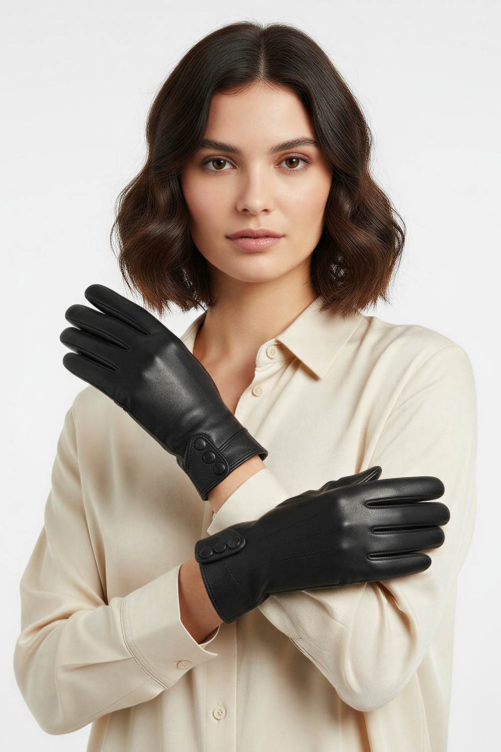 Dámské kožené rukavice Vivisence 7211 Barva: Černá, Velikost: S