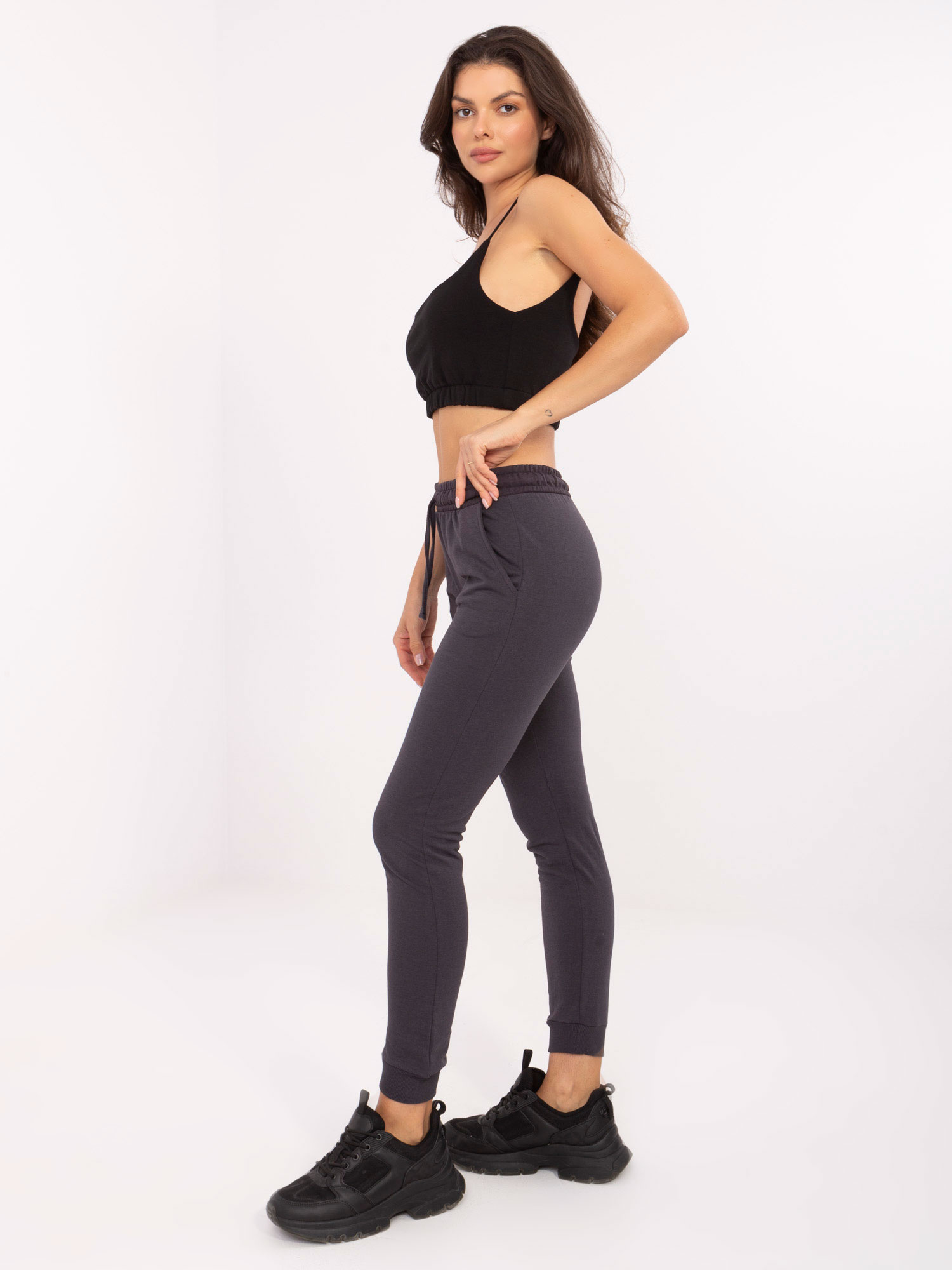 Dámské tepláky B-006.93 BASIC FEEL GOOD Barva: Šedá - tmavě, Velikost: XS