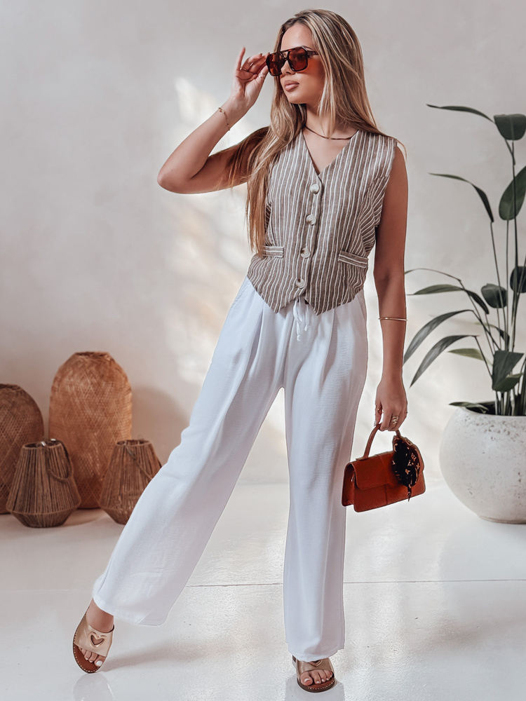 Dámské ležérní kalhoty wide leg LOVETRIP Dstreet UY2635 Barva: Bílá, Velikost: L