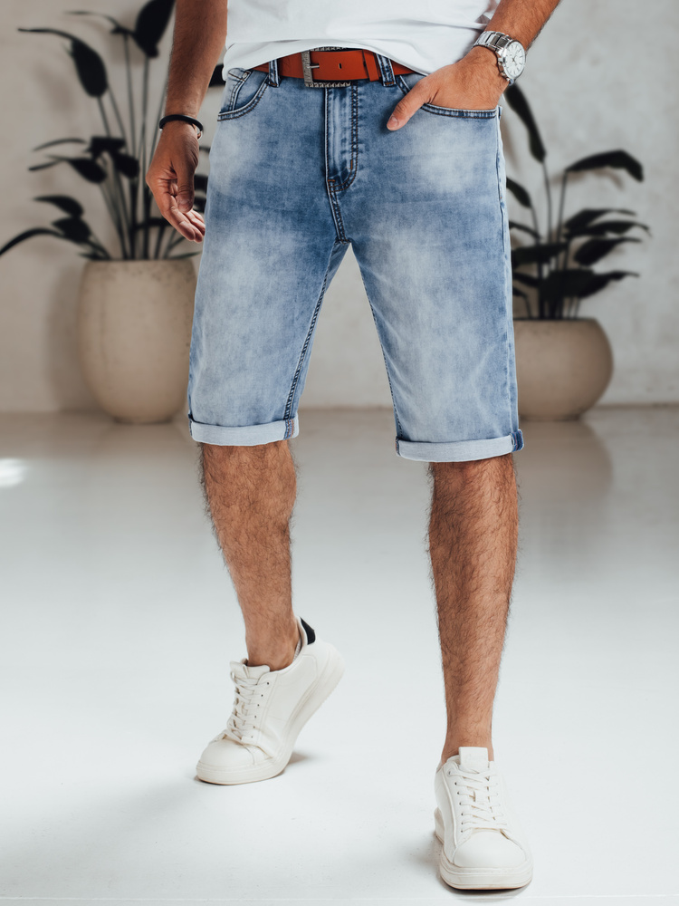 Pánské džínové kraťasy Dstreet SX2564 s páskem Barva: Modrá - světle, Velikost: 36