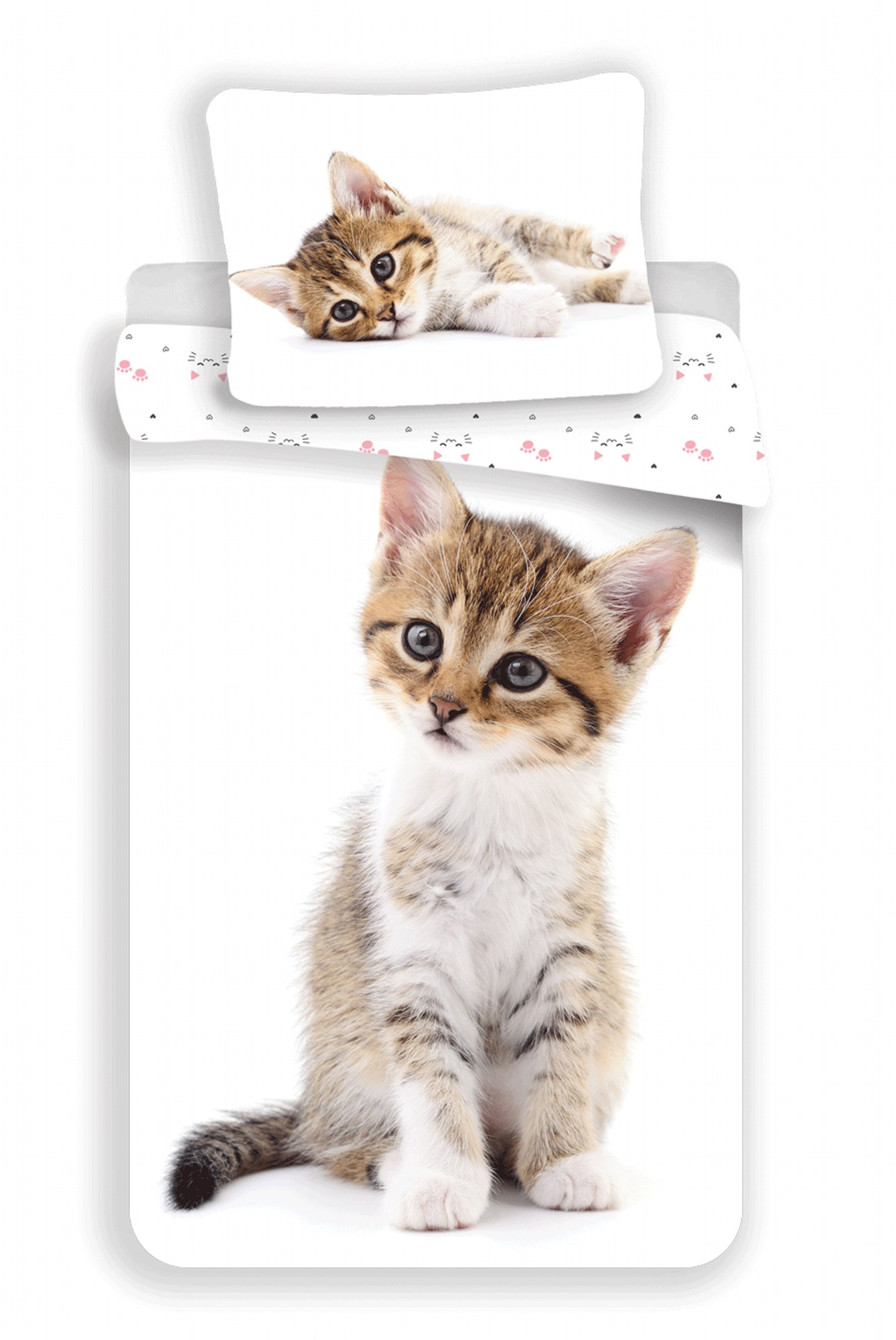Levně Jerry Fabrics Povlečení fototisk Kitten white 140x200, 70x90 cm