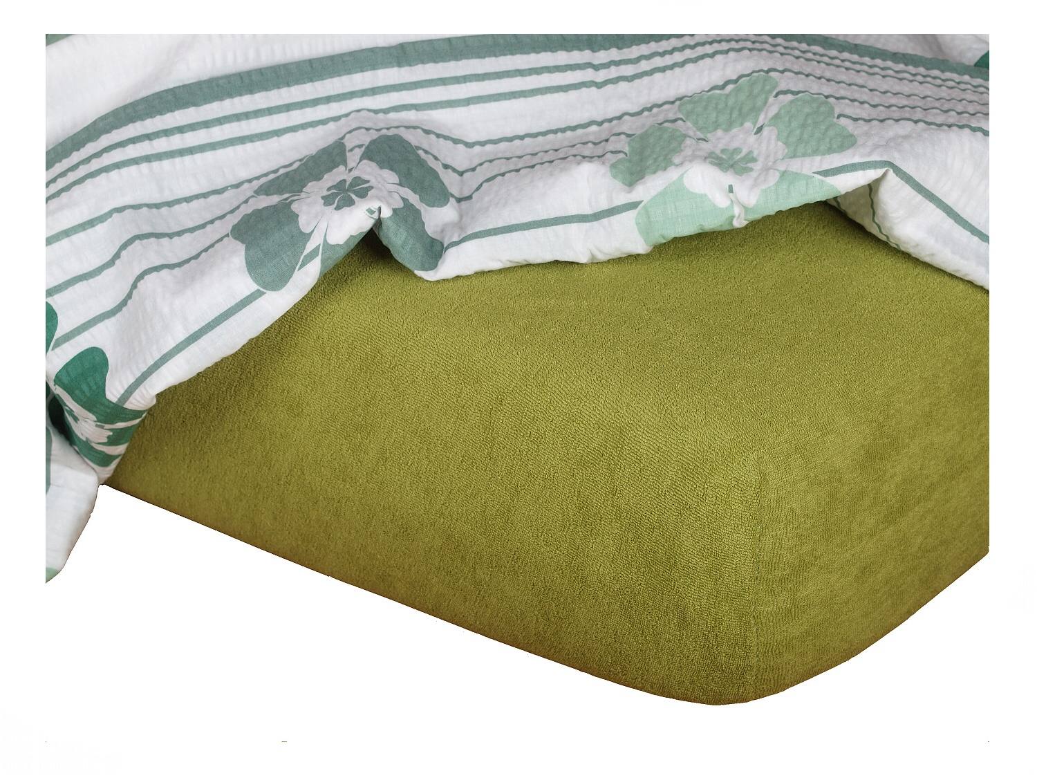 DADKA VRACOV Froté prostěradlo olivové Rozměr: 60x120x10 dětské