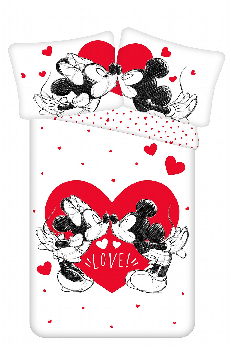 Levně Jerry Fabrics Povlečení Mickey and Minnie Love 05 140x200, 70x90 cm