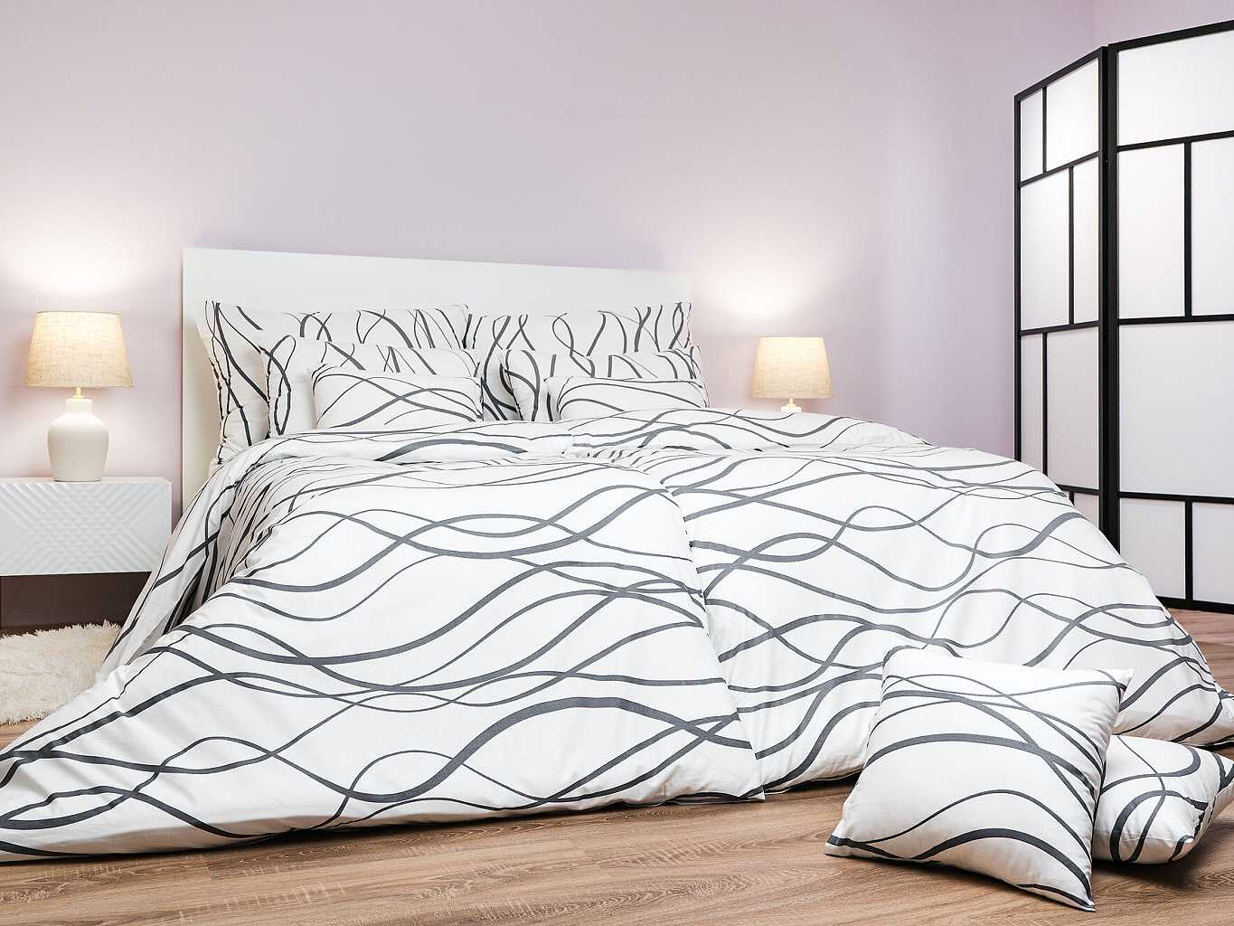 Dadka Povlečení bavlna Vlny tmavě šedé na bílém Varianta: Povlečení bavlna Vlny tmavě šedé na bílém 140x200, 70x90 cm