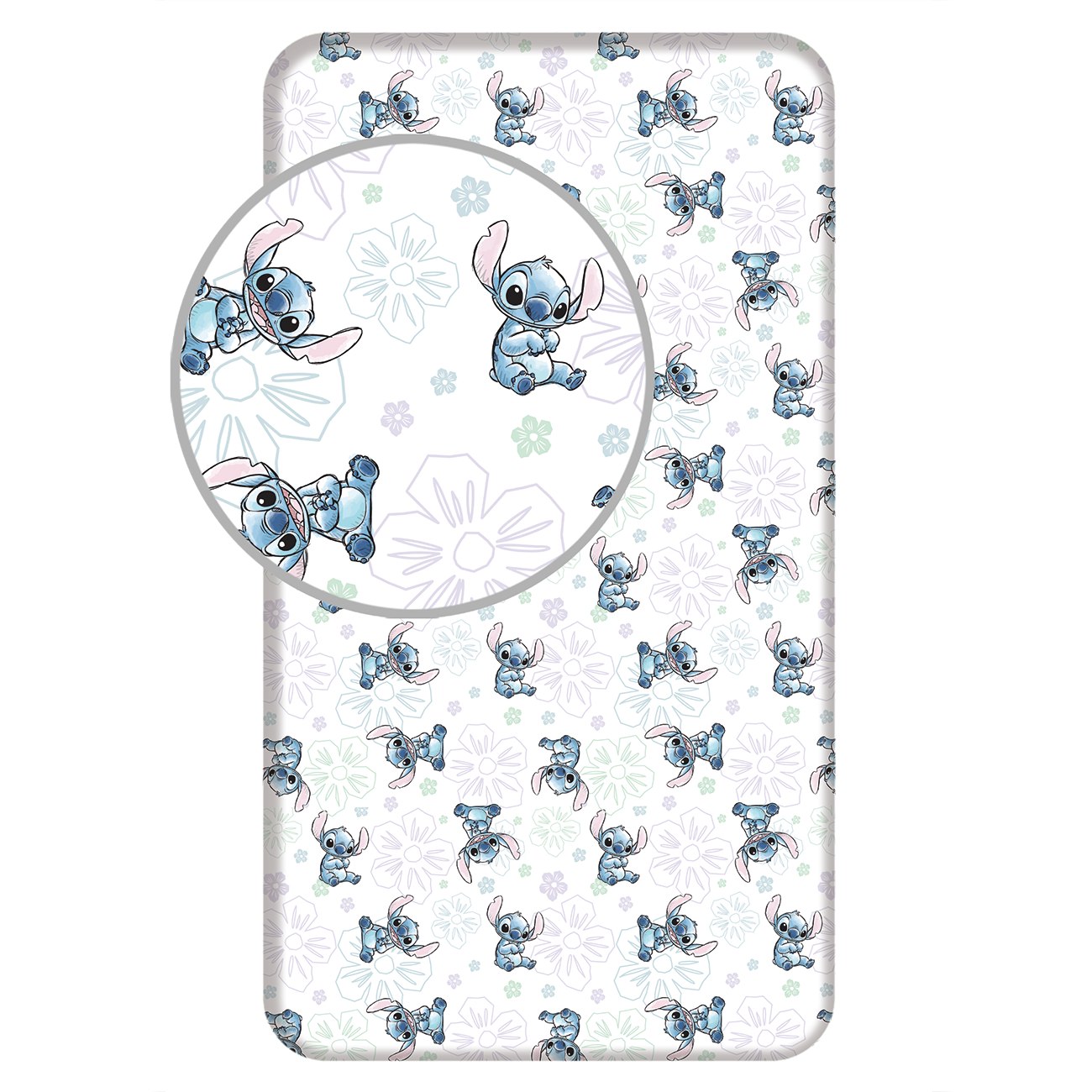 Levně Jerry Fabrics Prostěradlo Lilo and Stitch Ohana White 90x200x25 cm
