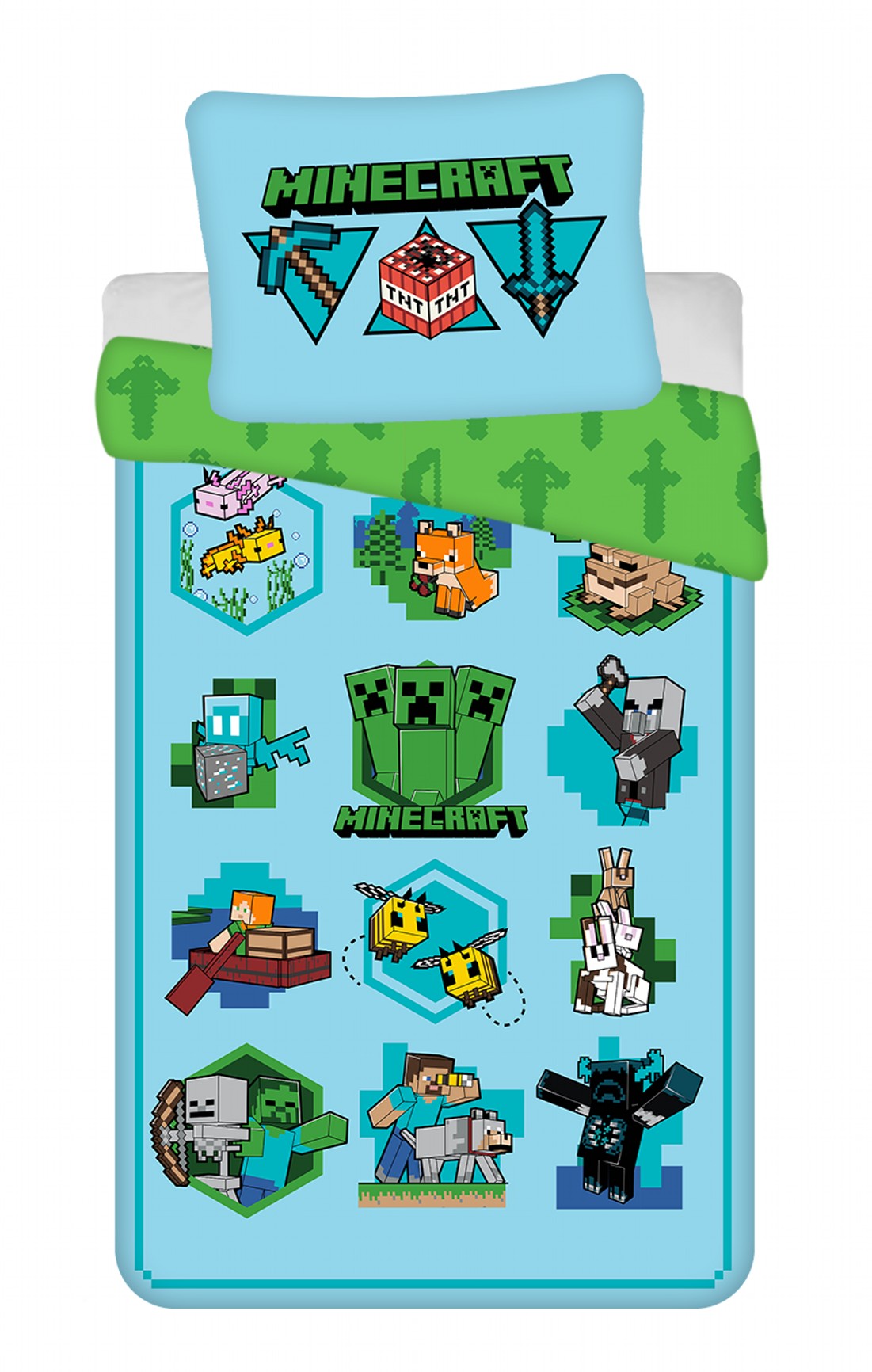 Levně Jerry Fabrics Povlečení bavlna Minecraft Lets Play 140x200, 70x90 cm