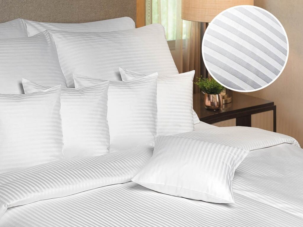 Dadka Povlečení atlas grádl bílé proužek 0,8 cm Varianta: Povlak na polštář atlas grádl bílý proužek 0,8 cm 70x90 cm